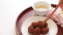 Rice balls snack from rice flour with milk and cocoa Rice balls snack from rice flour with milk and cocoa