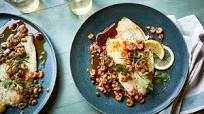 Lemon sole with spiced brown butter shrimps Lemon sole with spiced brown butter shrimps