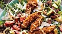 Honey Mustard Pretzel Chicken and Avocado Bacon Salad. Honey Mustard Pretzel Chicken and Avocado Bacon Salad.