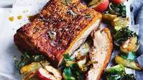Crispy skin pork belly with caramelised apples Crispy skin pork belly with caramelised apples