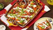Cheesy Black Bean Enchiladas with Lime Crema and Pickled Jalapeño Cheesy Black Bean Enchiladas with Lime Crema and Pickled Jalapeño