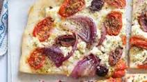 Greek pizza with feta cheese. Greek pizza with feta cheese.