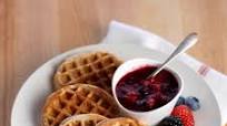 Whole Wheat Almond Waffles with Mixed Berry Sauce Whole Wheat Almond Waffles with Mixed Berry Sauce