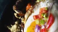 Sweet and Spicy Sausage Hash with Chipotle Avocado Cream Sweet and Spicy Sausage Hash with Chipotle Avocado Cream