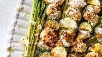 Caesar-Marinated Chicken Kabobs with Zucchini and Grilled Romaine Caesar-Marinated Chicken Kabobs with Zucchini and Grilled Romaine