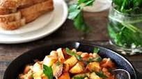 Baked Beans with Crispy Potato Croutons & Roast Chicken Baked Beans with Crispy Potato Croutons & Roast Chicken