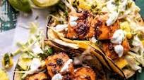 Sheet Pan Chipotle Salmon Tacos with Pineapple Jalapeño Salsa Sheet Pan Chipotle Salmon Tacos with Pineapple Jalapeño Salsa