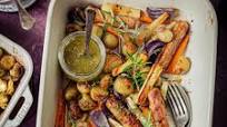 Vegetable and Sausage Tray Bake ( Vegan ) Vegetable and Sausage Tray Bake ( Vegan )
