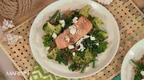 Quinoa, lentil, kale and feta salad with grilled salmon Quinoa, lentil, kale and feta salad with grilled salmon