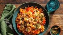 Mediterranean garlic shrimp with Spanish rice