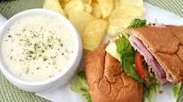 Toasted Ham and Turkey Sub with Creamy Potato Soup Toasted Ham and Turkey Sub with Creamy Potato Soup