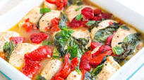 Baked Chicken Casserole with Basil and Roasted Peppers Baked Chicken Casserole with Basil and Roasted Peppers