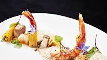Red prawn with confit pork belly, butternut and Ristretto Origin India Red prawn with confit pork belly, butternut and Ristretto Origin India