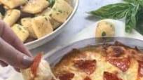 The Best Pizza Dip with Garlic Knot Dippers The Best Pizza Dip with Garlic Knot Dippers