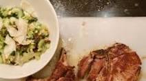 ADAM RAPOPORT'S PORK CHOPS WITH CELERY AND ALMOND SALAD ADAM RAPOPORT'S PORK CHOPS WITH CELERY AND ALMOND SALAD