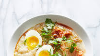 Brown Rice Congee with Kimchee, Scallions, and 7-Minute Eggs Brown Rice Congee with Kimchee, Scallions, and 7-Minute Eggs