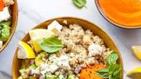 Mediterranean Power Bowls with Red Pepper Sauce Mediterranean Power Bowls with Red Pepper Sauce