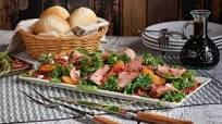 Smithfield® Cracked Pepper Tenderloin Salad with Peaches Smithfield® Cracked Pepper Tenderloin Salad with Peaches