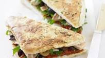Tuna, pesto and olive focaccia Tuna, pesto and olive focaccia