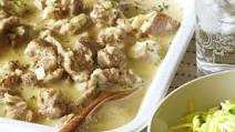 Creamy pork casserole with sauteed cabbage Creamy pork casserole with sauteed cabbage