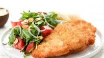 Chicken Milanesa with lemon aioli and spinach-almond salad Chicken Milanesa with lemon aioli and spinach-almond salad