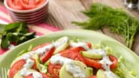 Tomato Cucumber Salad with Yogurt-Herb Dressing Tomato Cucumber Salad with Yogurt-Herb Dressing