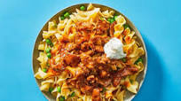Saucy Beef Goulash with Buttered Egg Noodles & Peas Saucy Beef Goulash with Buttered Egg Noodles & Peas