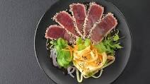 Tuna Sashimi with Sesame Seeds, Carrot and Noodles Tuna Sashimi with Sesame Seeds, Carrot and Noodles