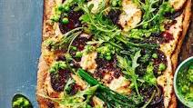 Spring veg spelt pizza Spring veg spelt pizza