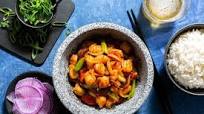 Korean spicy shrimp stir-fry and pickled daikon Korean spicy shrimp stir-fry and pickled daikon