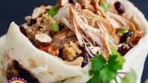Pulled Chicken Adobo on Sweet Moroccan Couscous and Almond Praline Pulled Chicken Adobo on Sweet Moroccan Couscous and Almond Praline