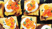 Hot Apps: Grilled Polenta Squares with Chive Cream Hot Apps: Grilled Polenta Squares with Chive Cream