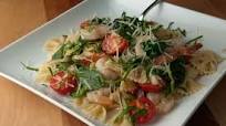 Farfalle Pasta and Shrimp With Baby Spinach, Cherry Tomatoes, Garlic and Fresh Basil Farfalle Pasta and Shrimp With Baby Spinach, Cherry Tomatoes, Garlic and Fresh Basil
