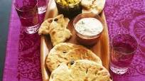 Indian Flatbread (Naan) with Raita and Mango Salsa Indian Flatbread (Naan) with Raita and Mango Salsa