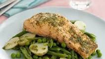 Spring salmon with minty veg Spring salmon with minty veg