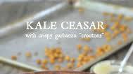Kale Caesar Salad with Crispy Garbanzo Bean ‘Croutons’ Kale Caesar Salad with Crispy Garbanzo Bean ‘Croutons’