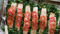 Baked Salmon with Spinach and Tomatoes Baked Salmon with Spinach and Tomatoes