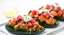 Chicken Taco Stuffed Peppers with pico de gallo and sour cream Chicken Taco Stuffed Peppers with pico de gallo and sour cream