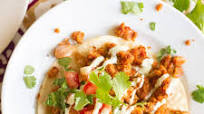 Chickpea Chorizo Tostadas with Avocado Crema Chickpea Chorizo Tostadas with Avocado Crema