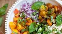 Chopped Peach Caprese Salad Chopped Peach Caprese Salad