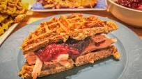 Wild Turkey Sandwich on a Cornbread Stuffing Waffle Recipe Wild Turkey Sandwich on a Cornbread Stuffing Waffle Recipe