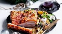 Brined pork belly with farro salad and plum sauce Brined pork belly with farro salad and plum sauce