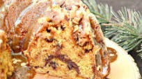 Toffee Bundt Cake with a Fudge Ripple and a Caramel Glaze Toffee Bundt Cake with a Fudge Ripple and a Caramel Glaze