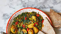 Saag Aloo With Green Beans And Pitta Saag Aloo With Green Beans And Pitta
