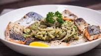 CRISPY SALMON WITH CREAMY SHIRATAKI NOODLES CRISPY SALMON WITH CREAMY SHIRATAKI NOODLES