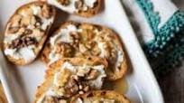 Honey, Walnut, and Goat Cheese Crostini Recipe Honey, Walnut, and Goat Cheese Crostini Recipe