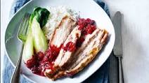 Roast pork belly with spiced plum sauce Roast pork belly with spiced plum sauce