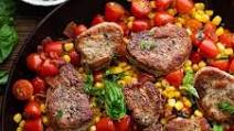 Pork Medallions with Corn, Tomatoes and Bacon Pork Medallions with Corn, Tomatoes and Bacon