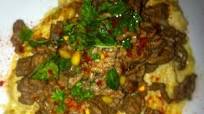 Hummus with ground beef and pine nuts Hummus with ground beef and pine nuts