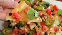 Puffy vegan nachos with spicy black beans Puffy vegan nachos with spicy black beans